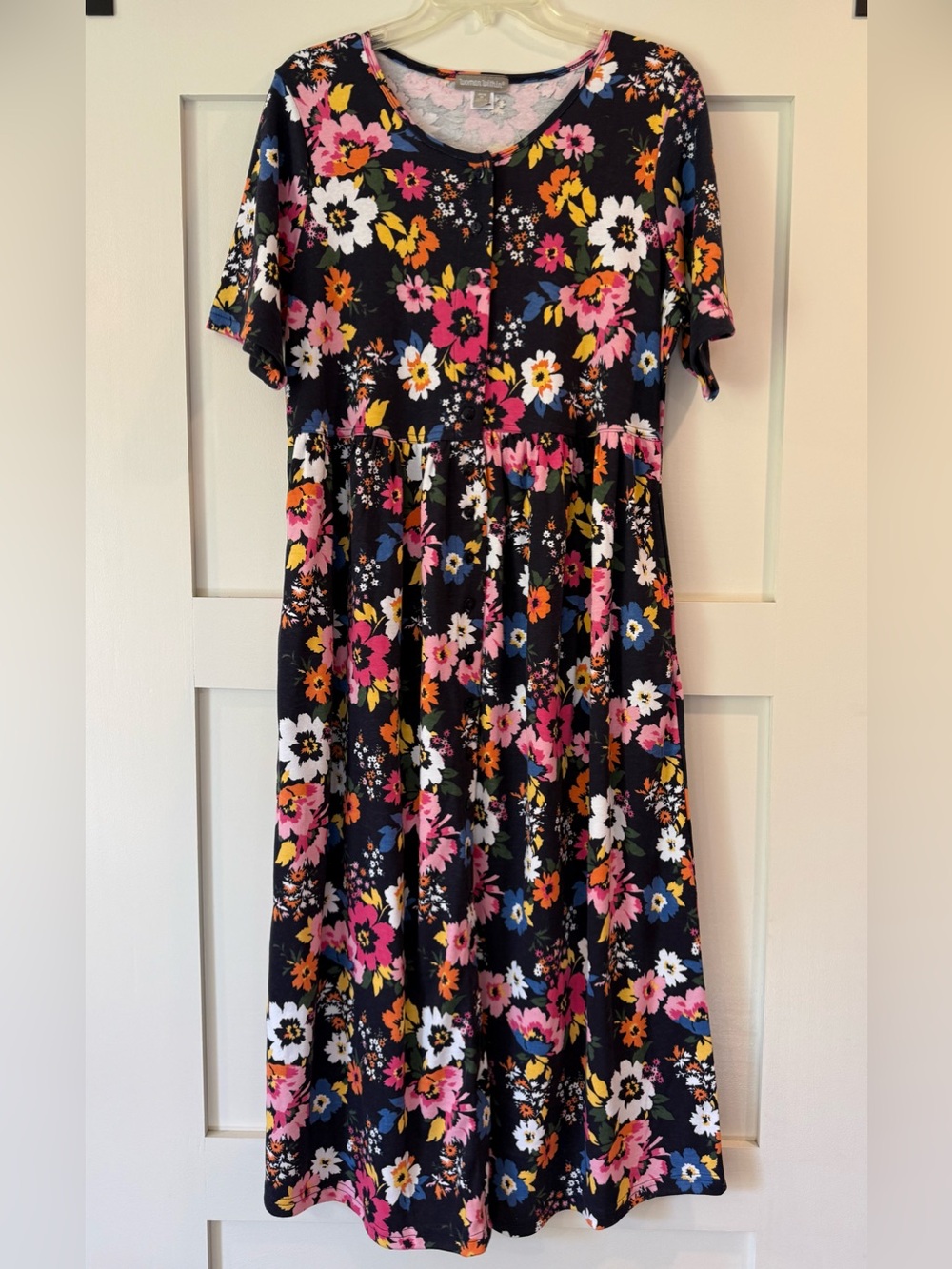 Woman Within Floral Button-Front Dress